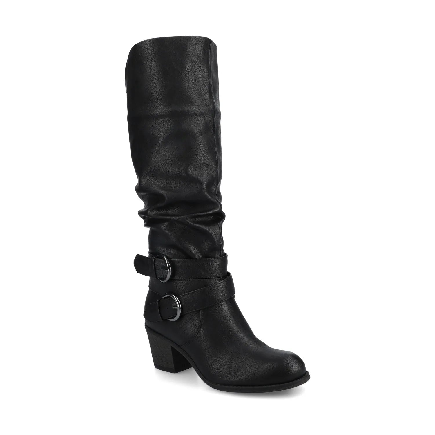 Late Knee-High Boots in Wide Calf - Black PU