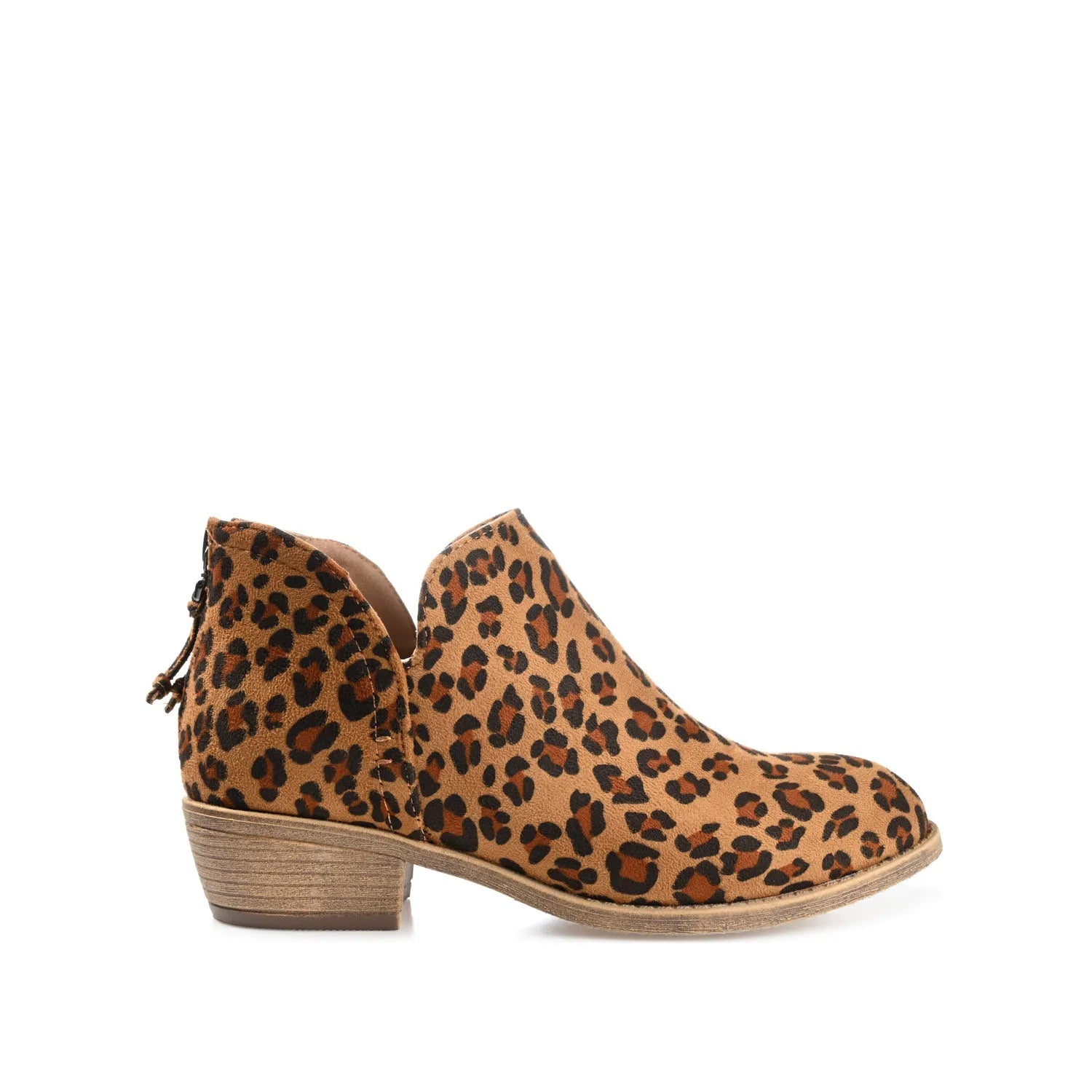 LIVVY Zip-Up Booties in Faux Suede - Leopard Print