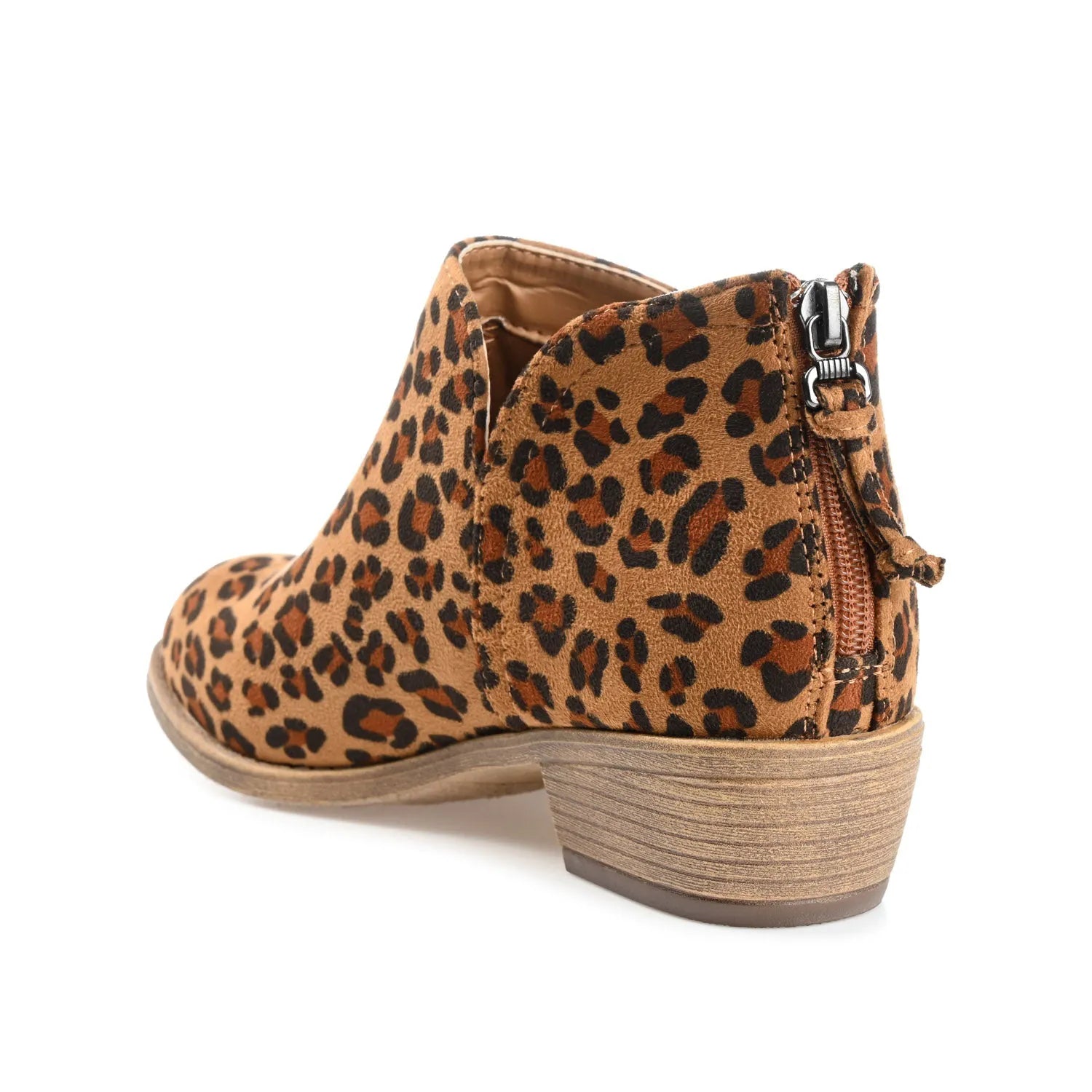 LIVVY Zip-Up Booties in Faux Suede - Leopard Print