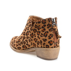LIVVY Zip-Up Booties in Faux Suede - Leopard Print