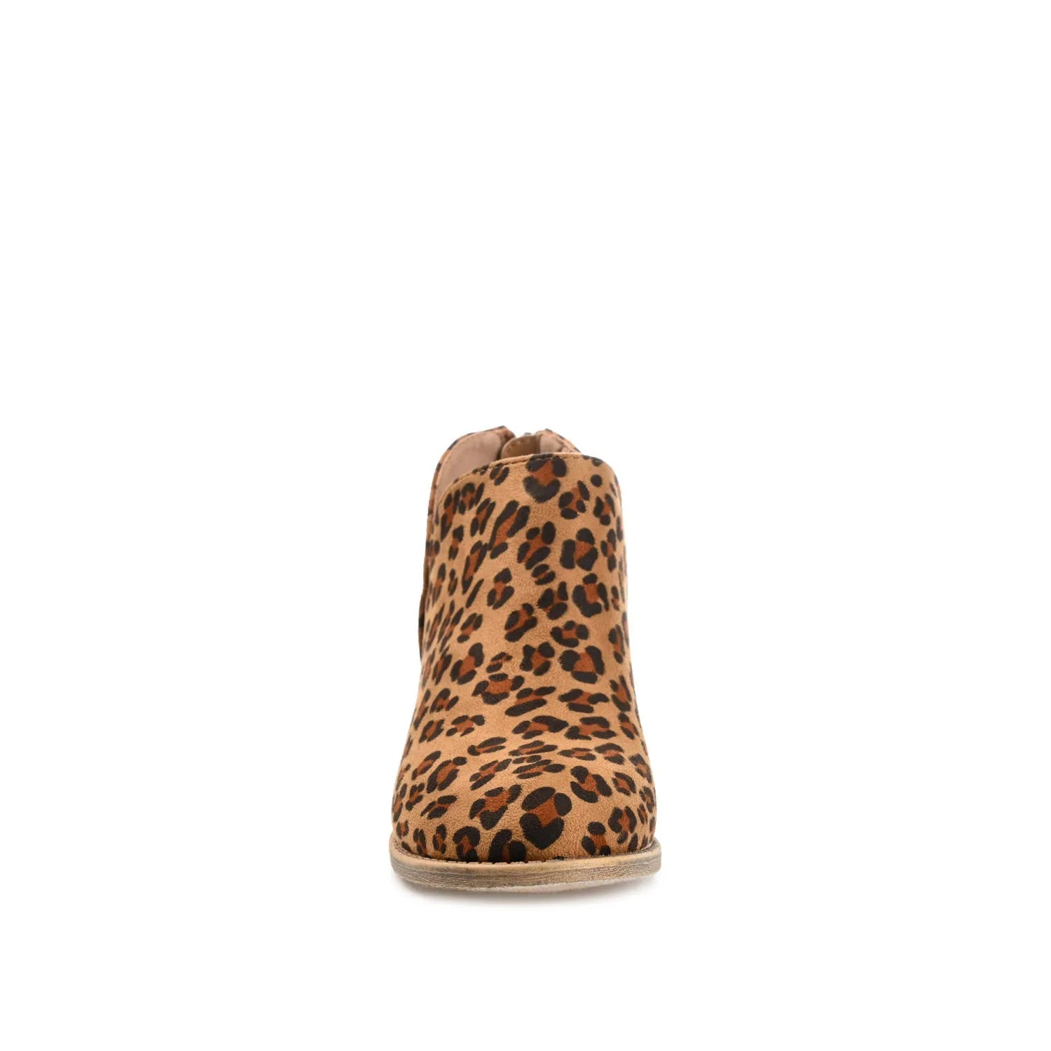 LIVVY Wide Calf Faux Suede Zip-Up Booties - Leopard