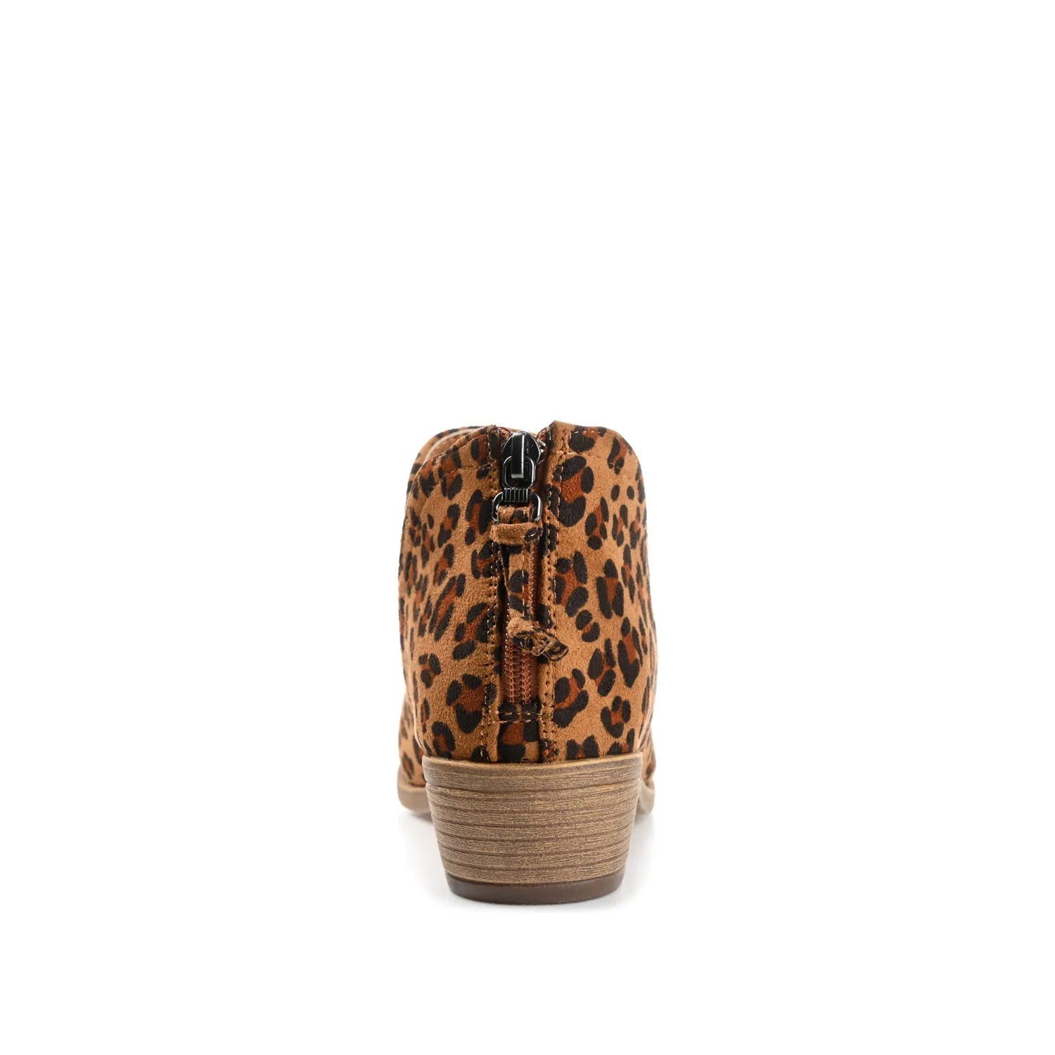 LIVVY Wide Calf Faux Suede Zip-Up Booties - Leopard