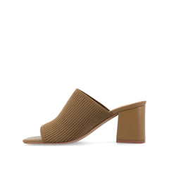 Lorenna Block Heel Mules in Olive Knit