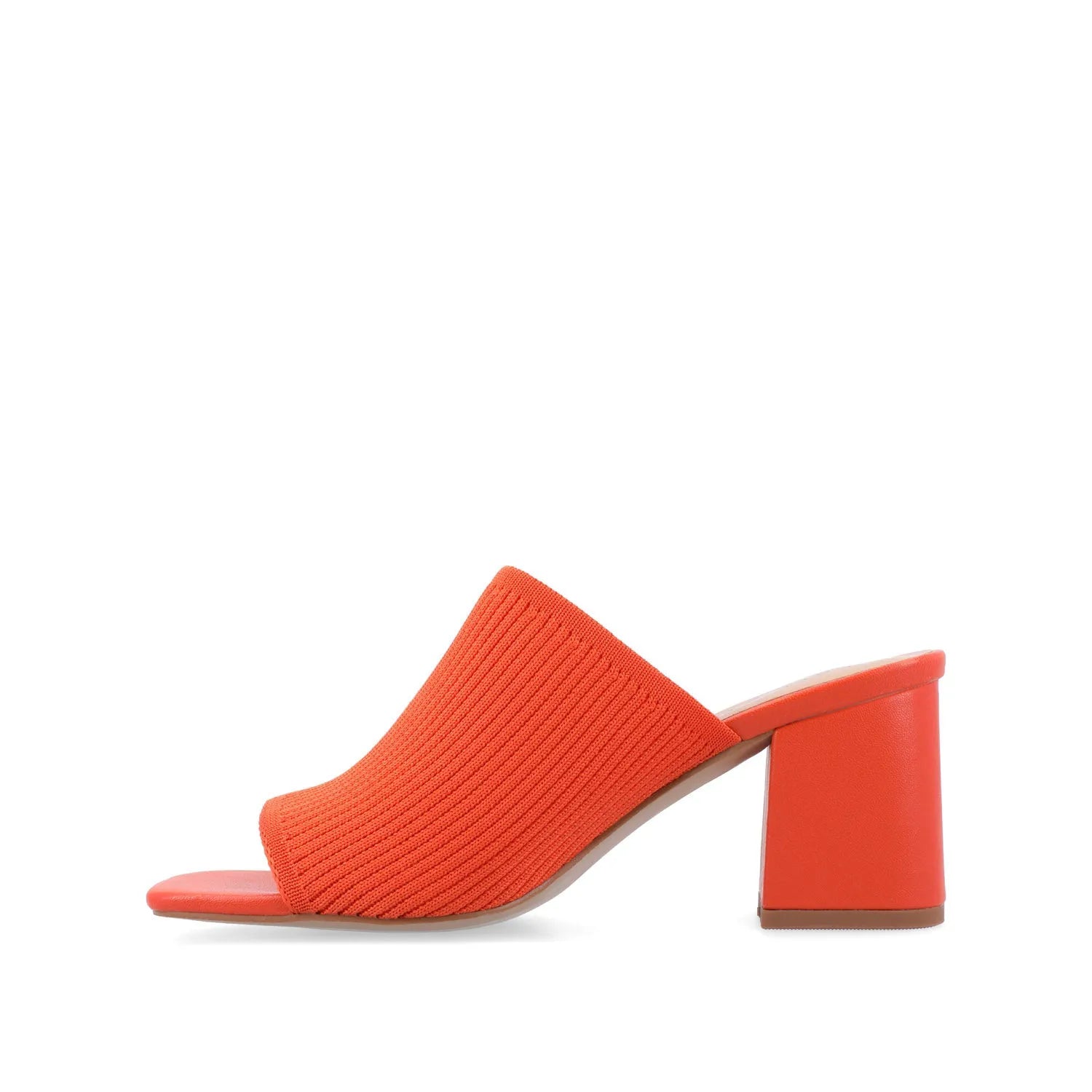 LORENNA Block Heel Mules in Orange Knit Fabric