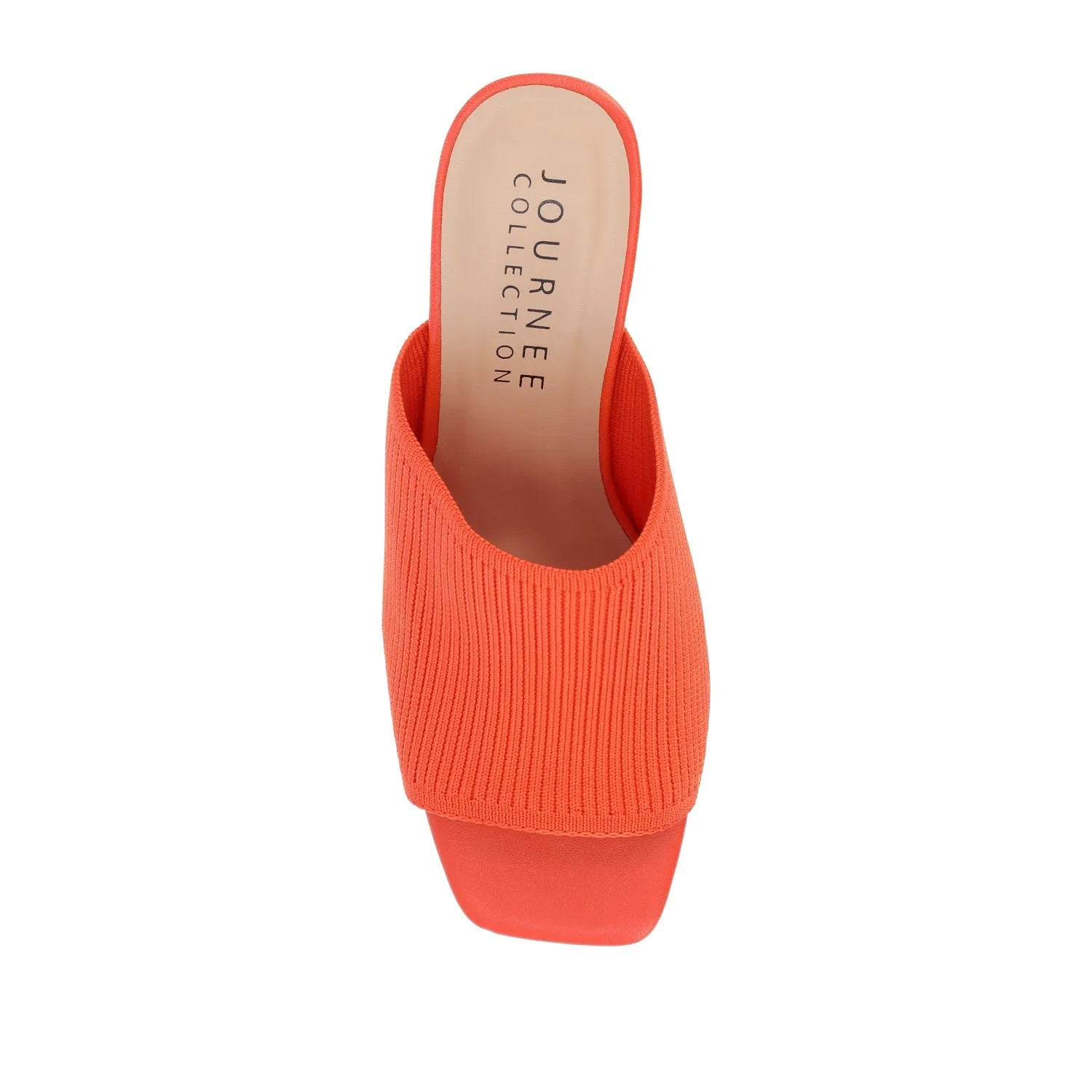 LORENNA Block Heel Mules in Orange Knit Fabric