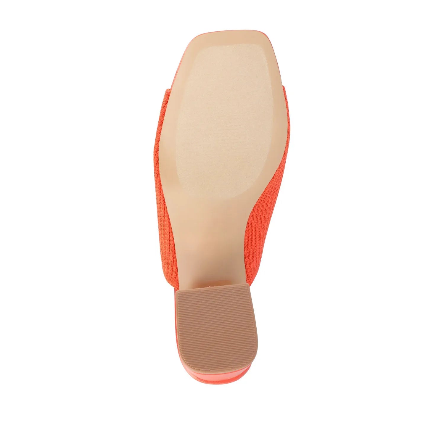LORENNA Block Heel Mules in Orange Knit Fabric