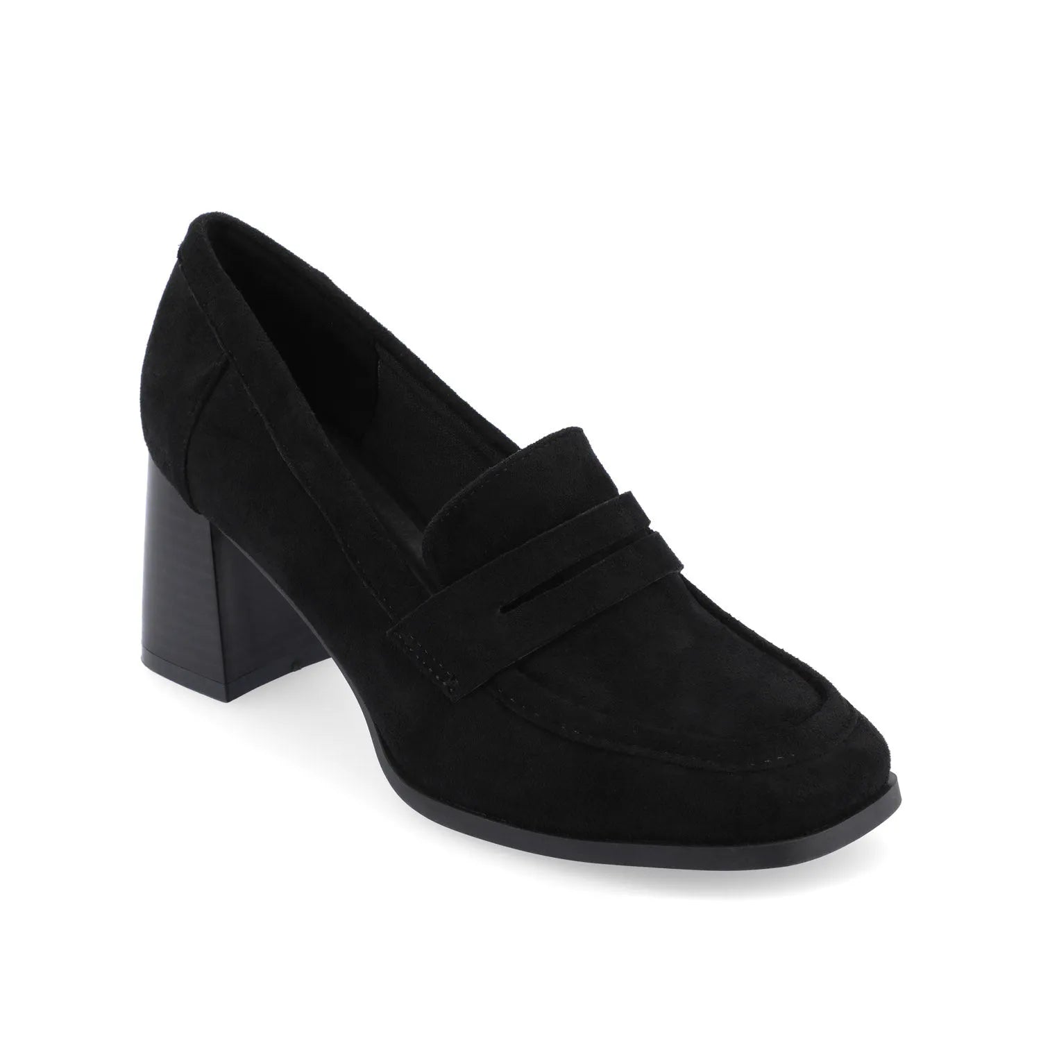 Malleah Wide Block Heel Loafers - Black