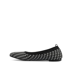 Maryann Wide Ballet Flats in Black and White Knit