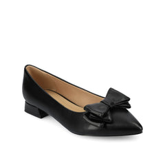 Ophelia Wide Fit Low Block Ballet Flats in Black Vegan Leather