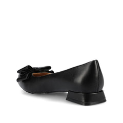 Ophelia Wide Fit Low Block Ballet Flats in Black Vegan Leather
