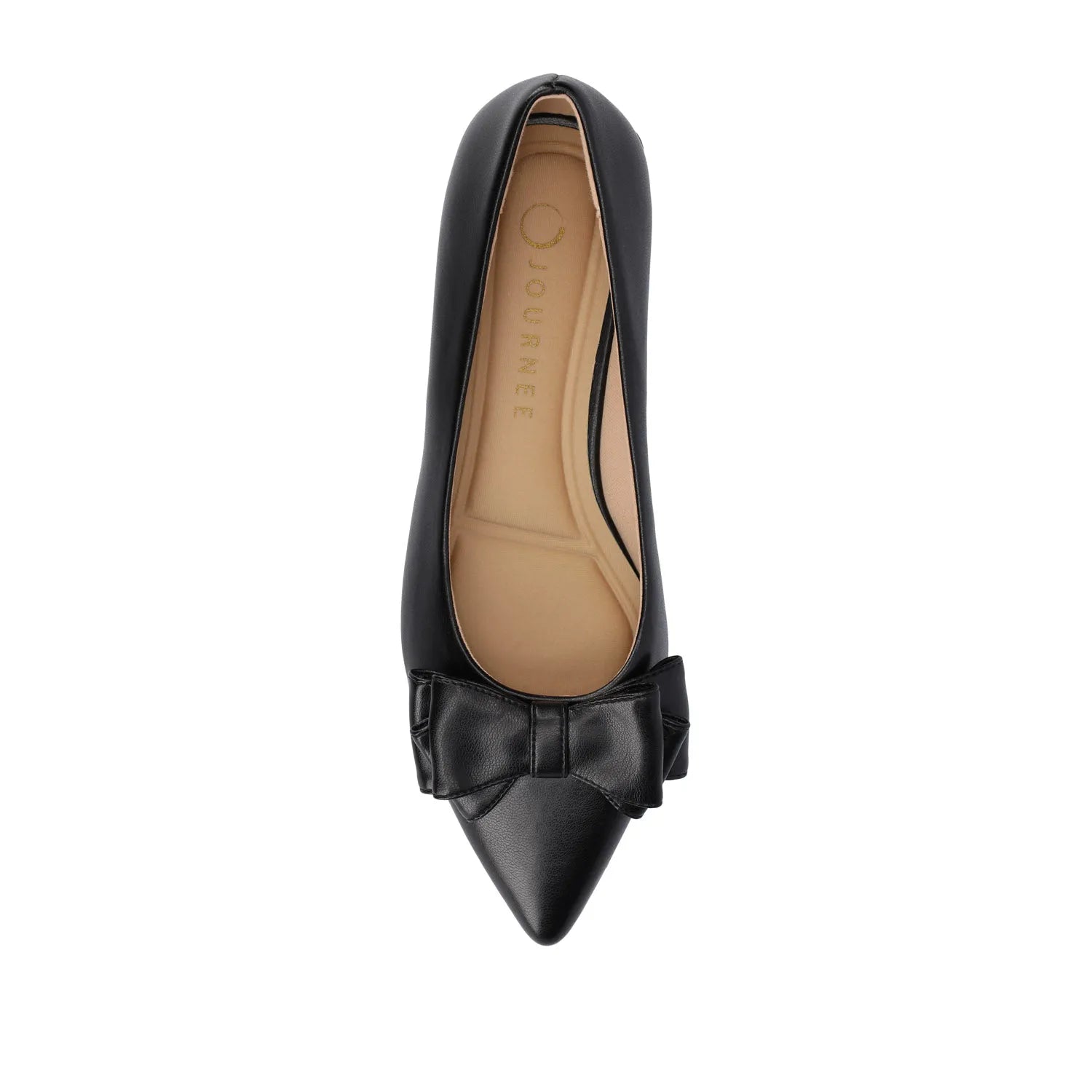Ophelia Wide Fit Low Block Ballet Flats in Black Vegan Leather