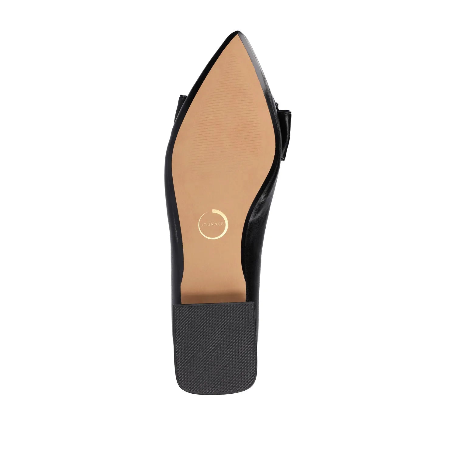 Ophelia Wide Fit Low Block Ballet Flats in Black Vegan Leather