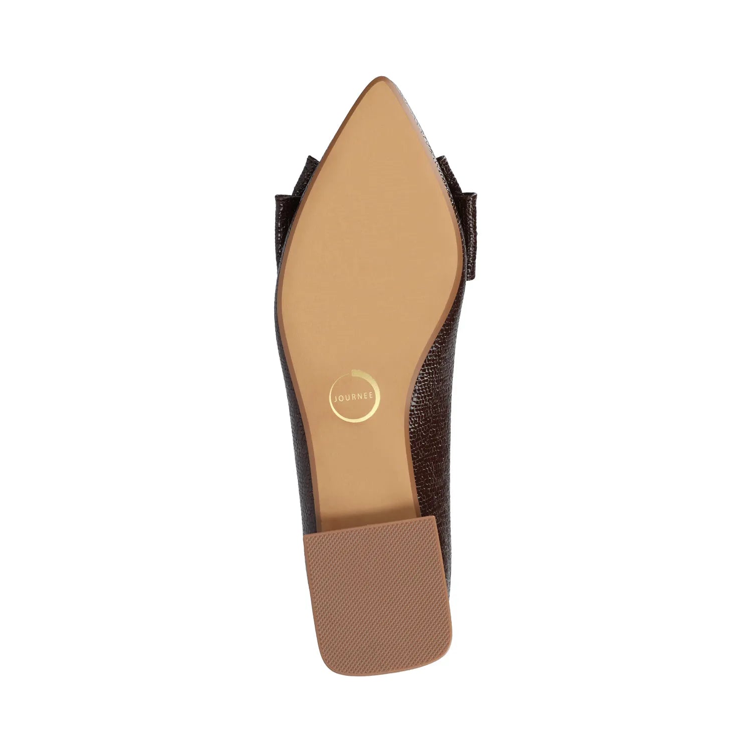 Ophelia Low Block Croco Ballet Flats in Brown Croco