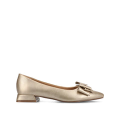 Ophelia Low Block Ballet Flats in Vegan Leather - Champagne
