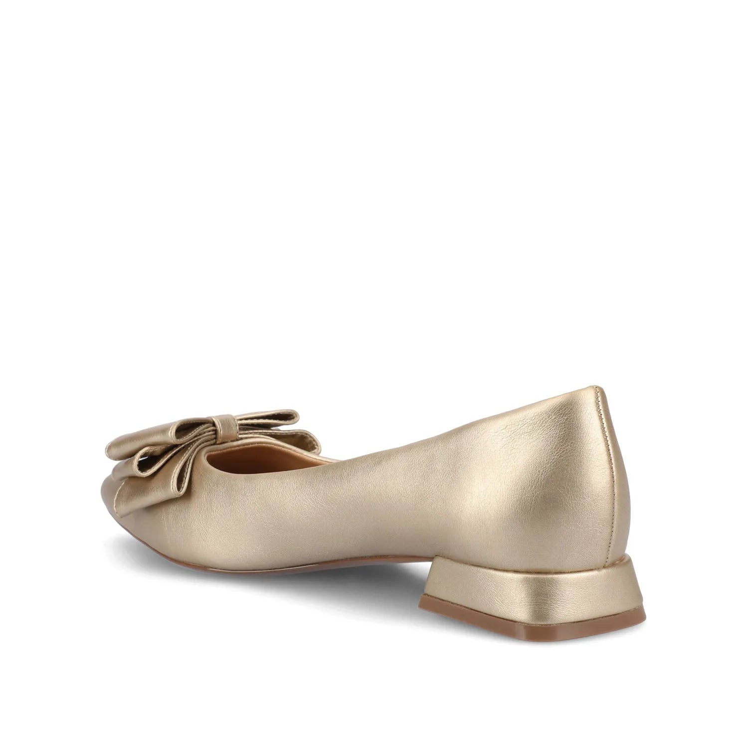 Ophelia Low Block Ballet Flats in Vegan Leather - Champagne