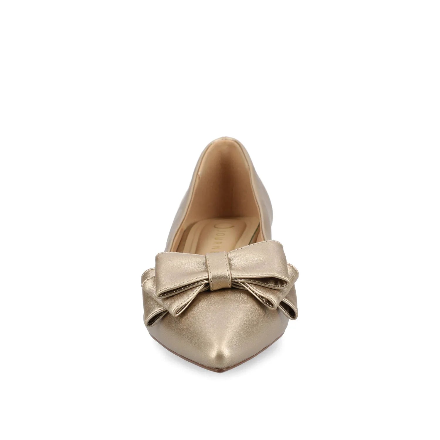 Ophelia Low Block Ballet Flats in Vegan Leather - Champagne