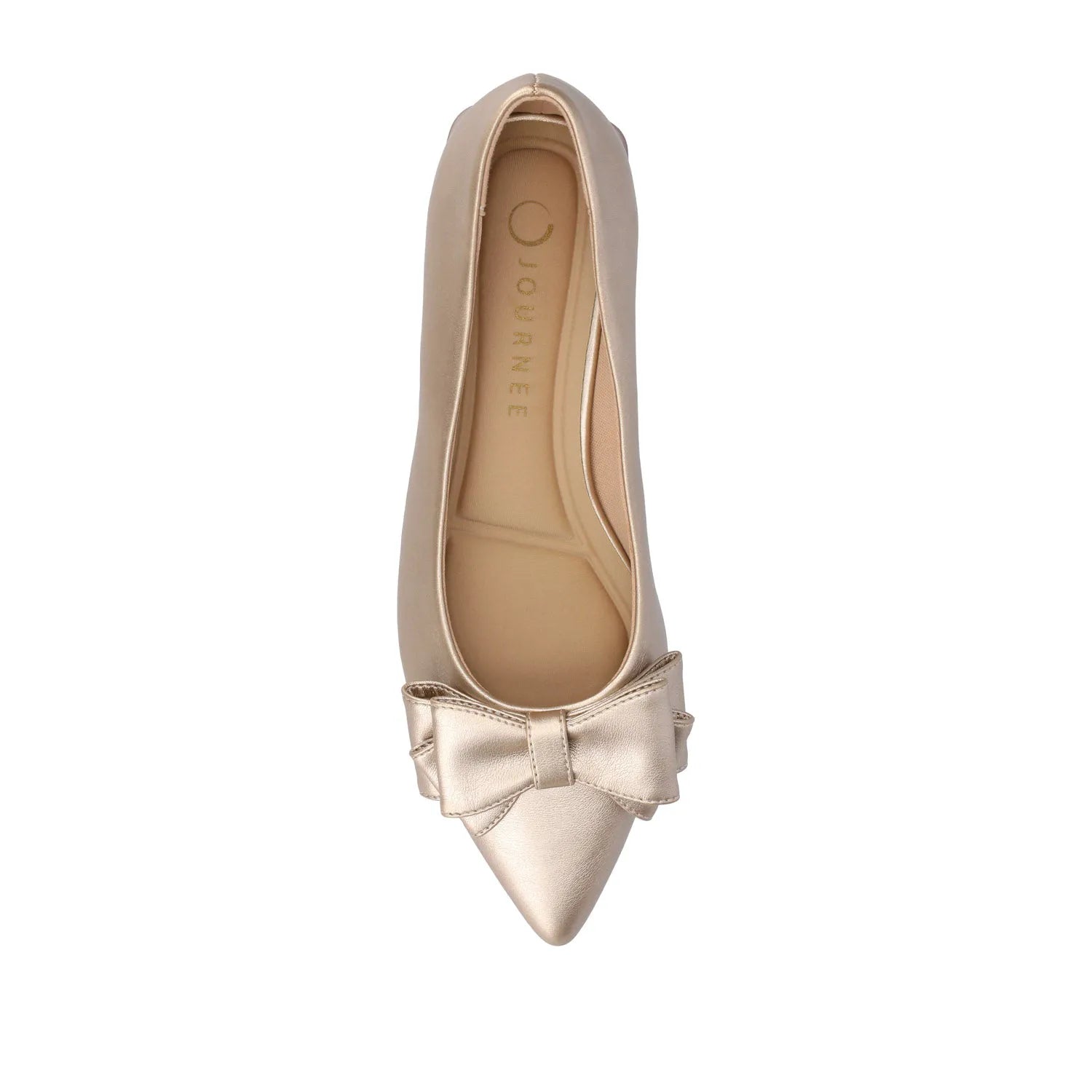 Ophelia Low Block Ballet Flats in Vegan Leather - Champagne