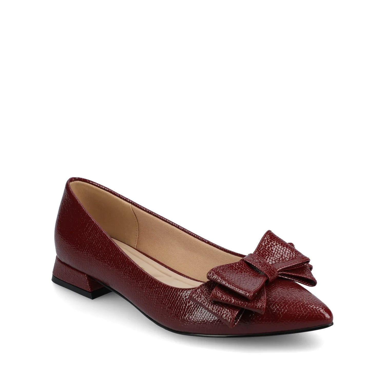Ophelia Low Block Croco Ballet Flats in Oxblood Croco