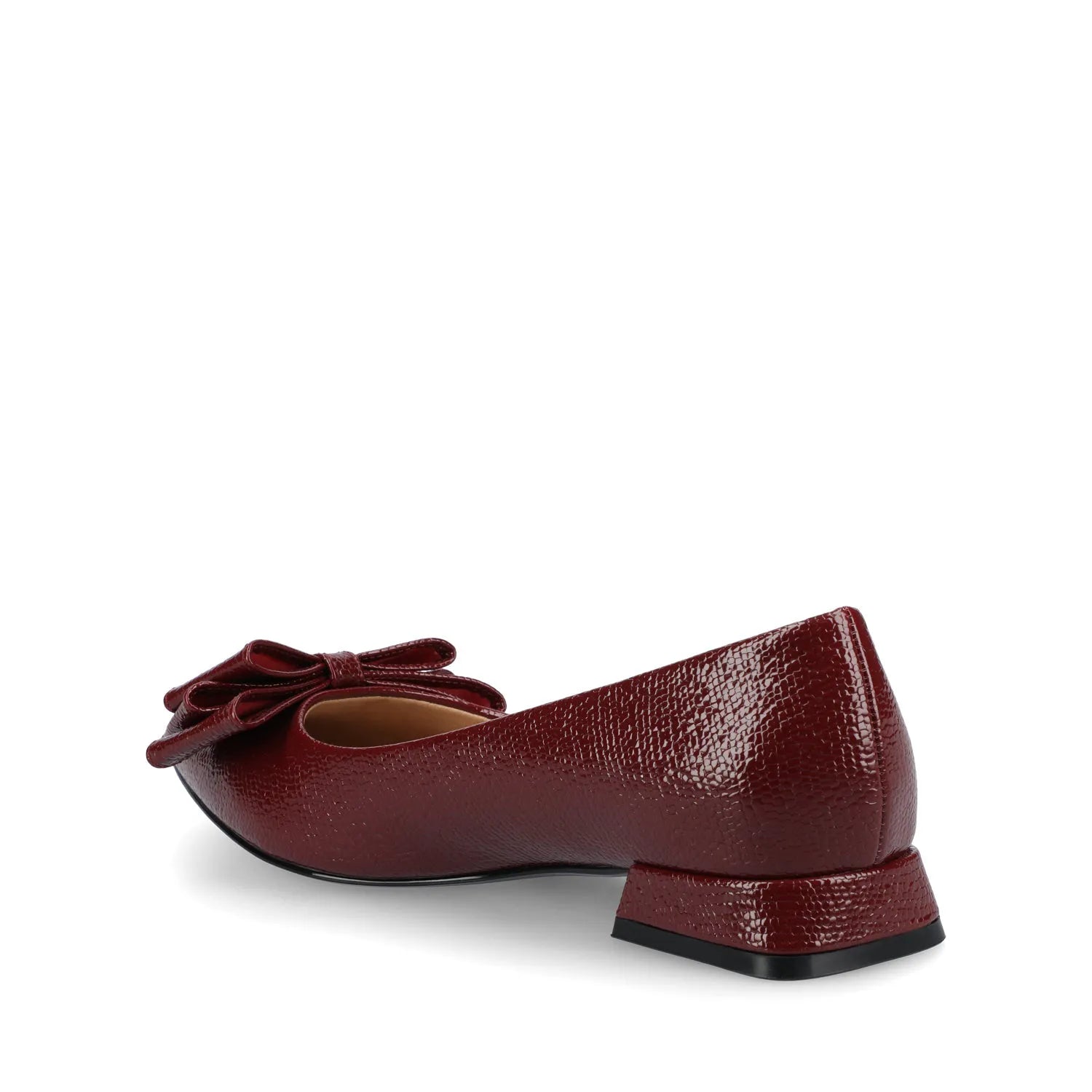 Ophelia Low Block Croco Ballet Flats (Wide Fit) in Oxblood Croco
