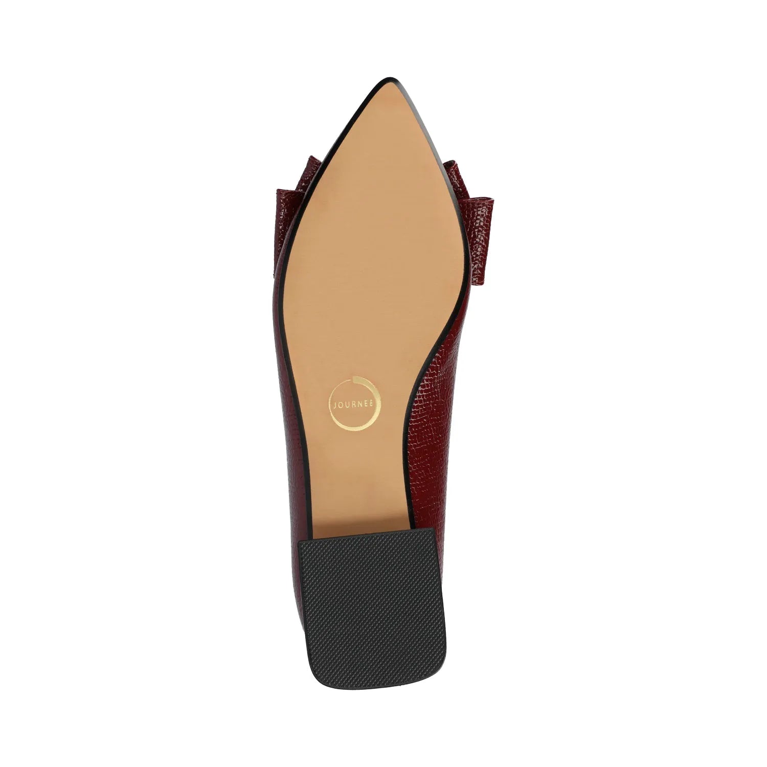 Ophelia Low Block Croco Ballet Flats (Wide Fit) in Oxblood Croco