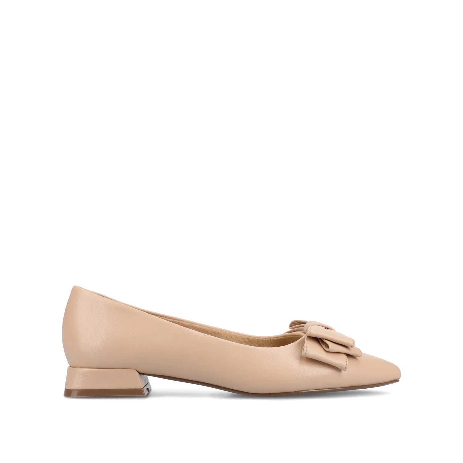 Ophelia Low Block Ballet Flats in Vegan Leather - Beige