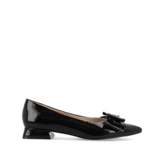 Ophelia Low Block Ballet Flats in Vegan Patent Leather - Black