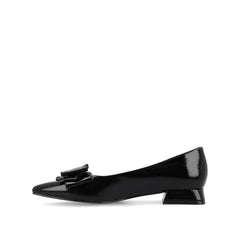 Ophelia Low Block Ballet Flats in Vegan Patent Leather - Black