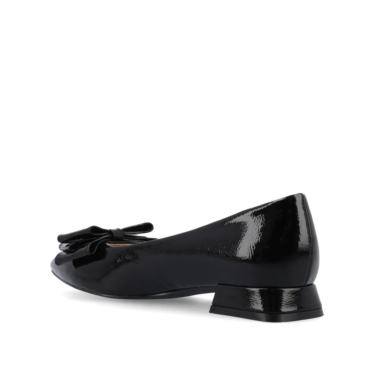Ophelia Low Block Ballet Flats in Vegan Patent Leather - Black