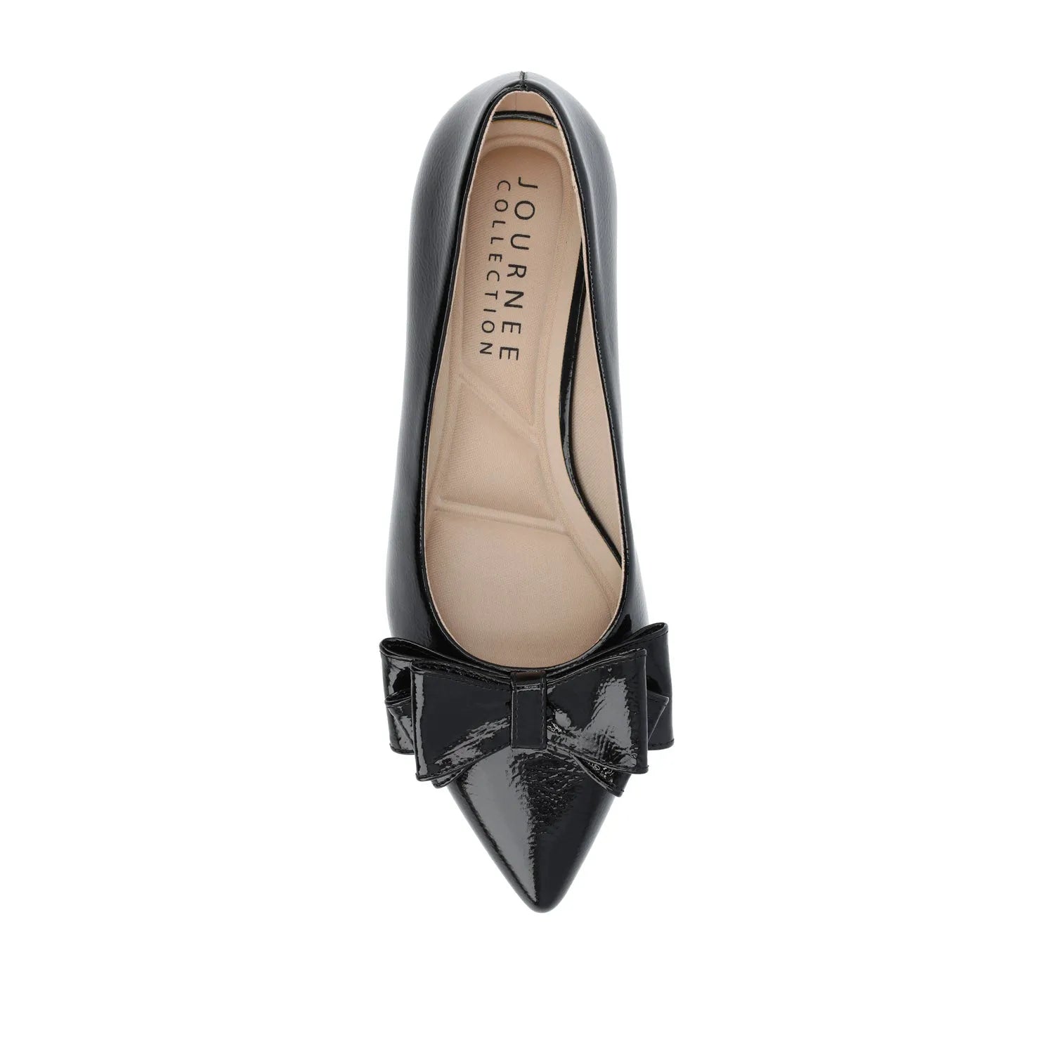 Ophelia Low Block Ballet Flats in Vegan Patent Leather - Black