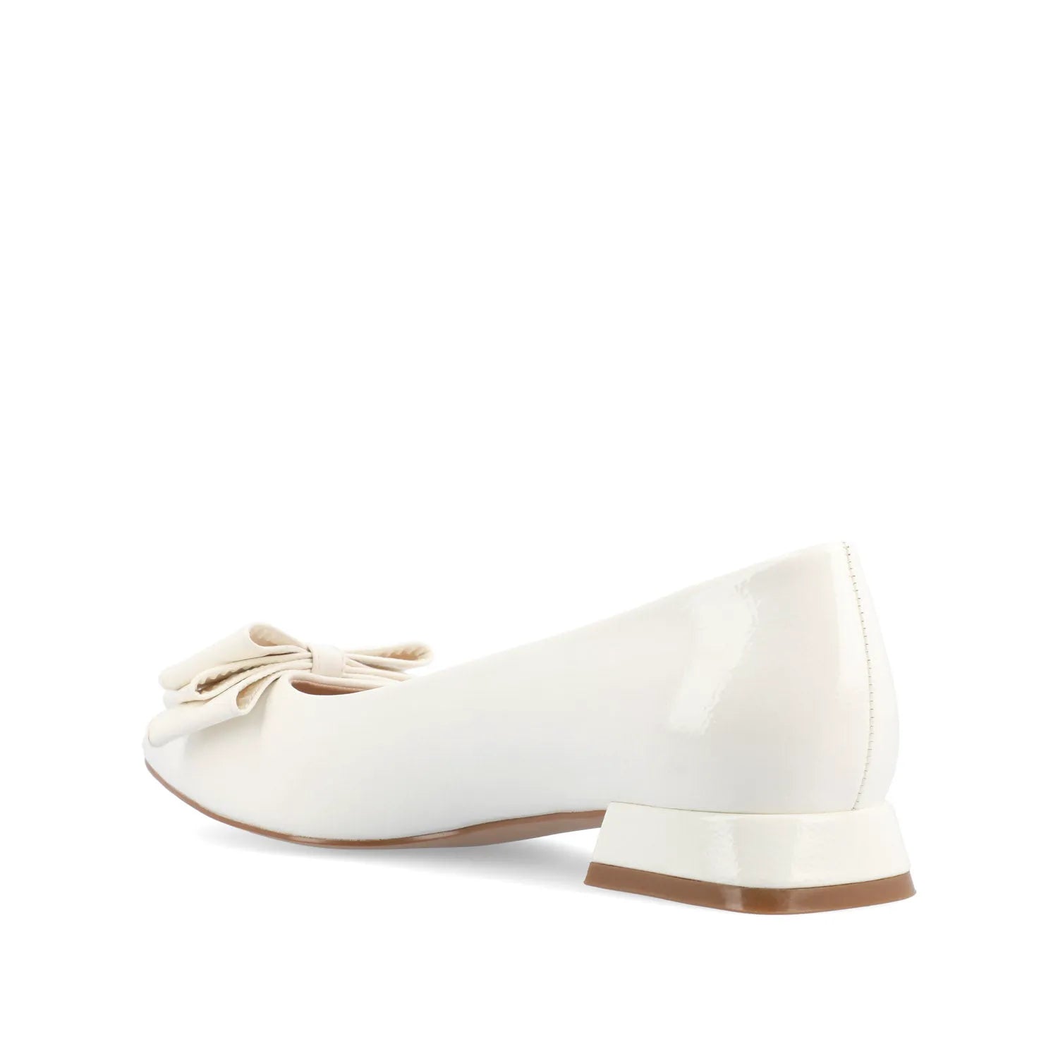 Ophelia Low Block Ballet Flats in Vegan Patent Leather - White
