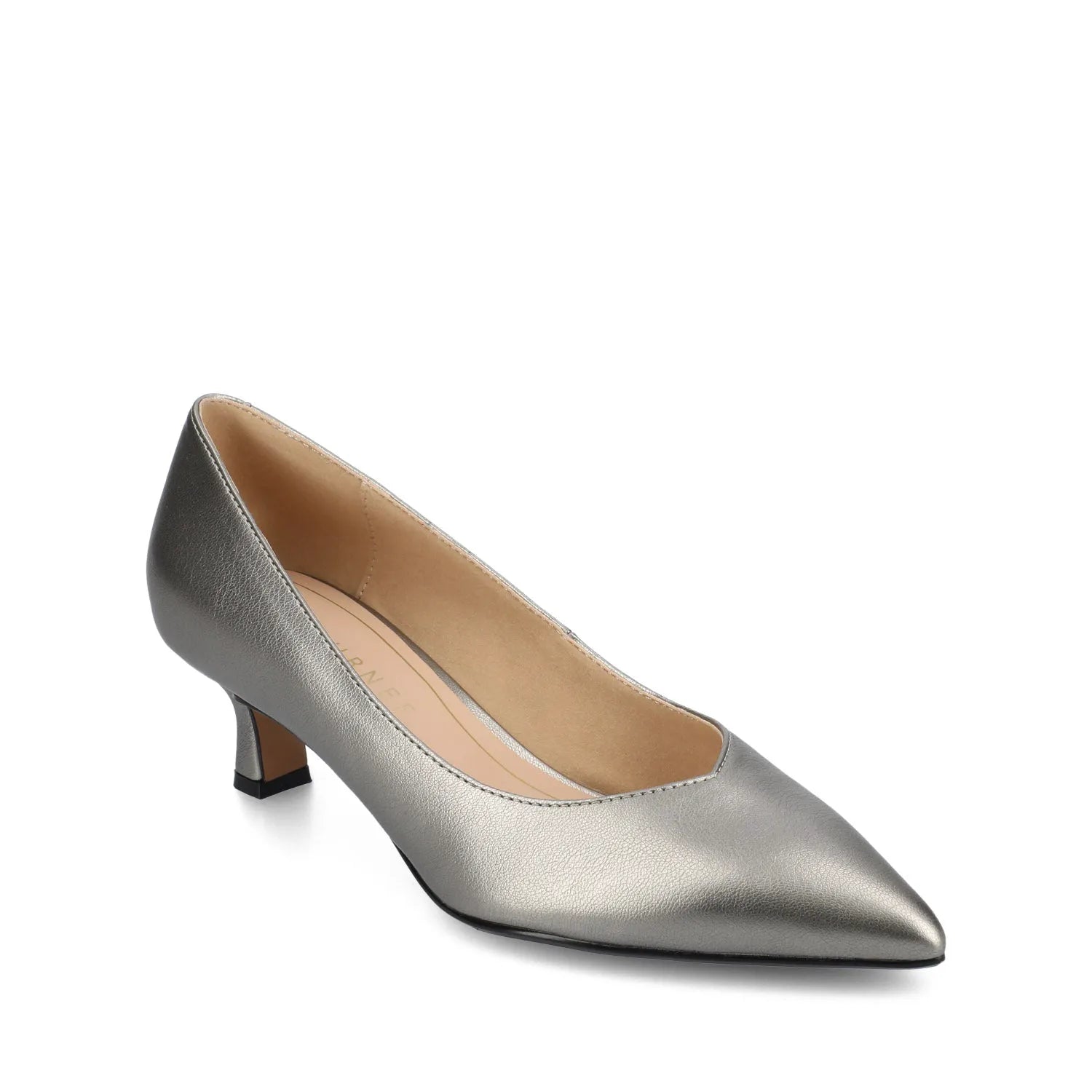 PAMMIE Statement Kitten Heels in Pewter