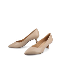 Pammie Kitten Heels in Vegan Leather - Taupe PU
