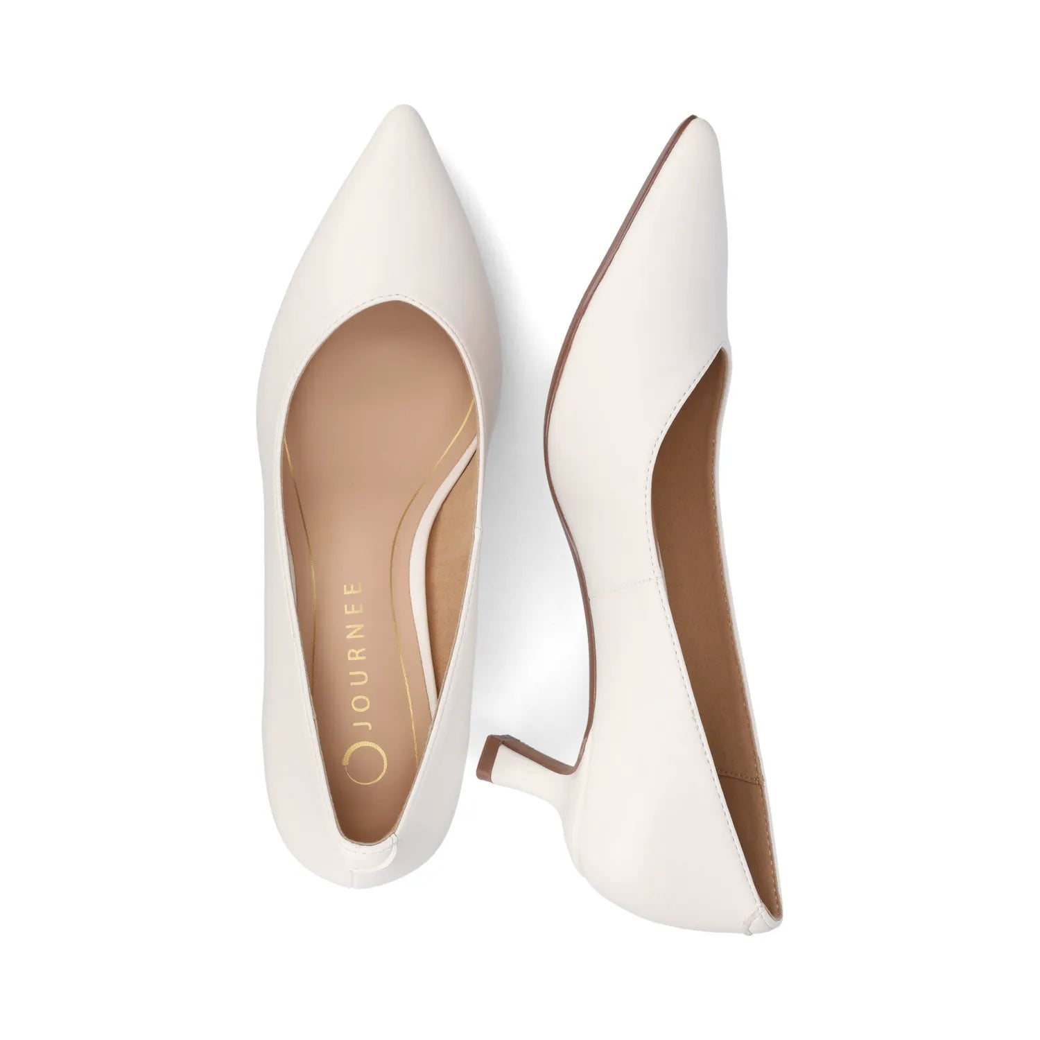 PAMMIE Wide Fit Vegan Leather Kitten Heels - White