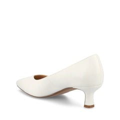 PAMMIE Wide Fit Vegan Leather Kitten Heels - White