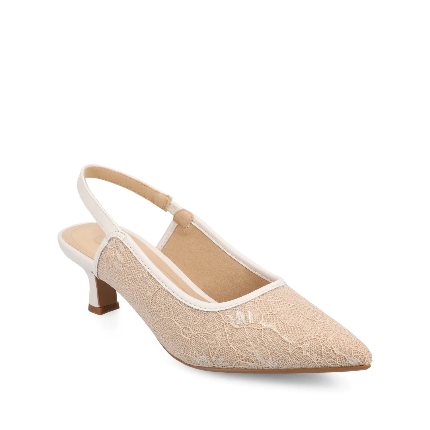 Paulina Kitten Heels in Statement Patent - Bone Lace