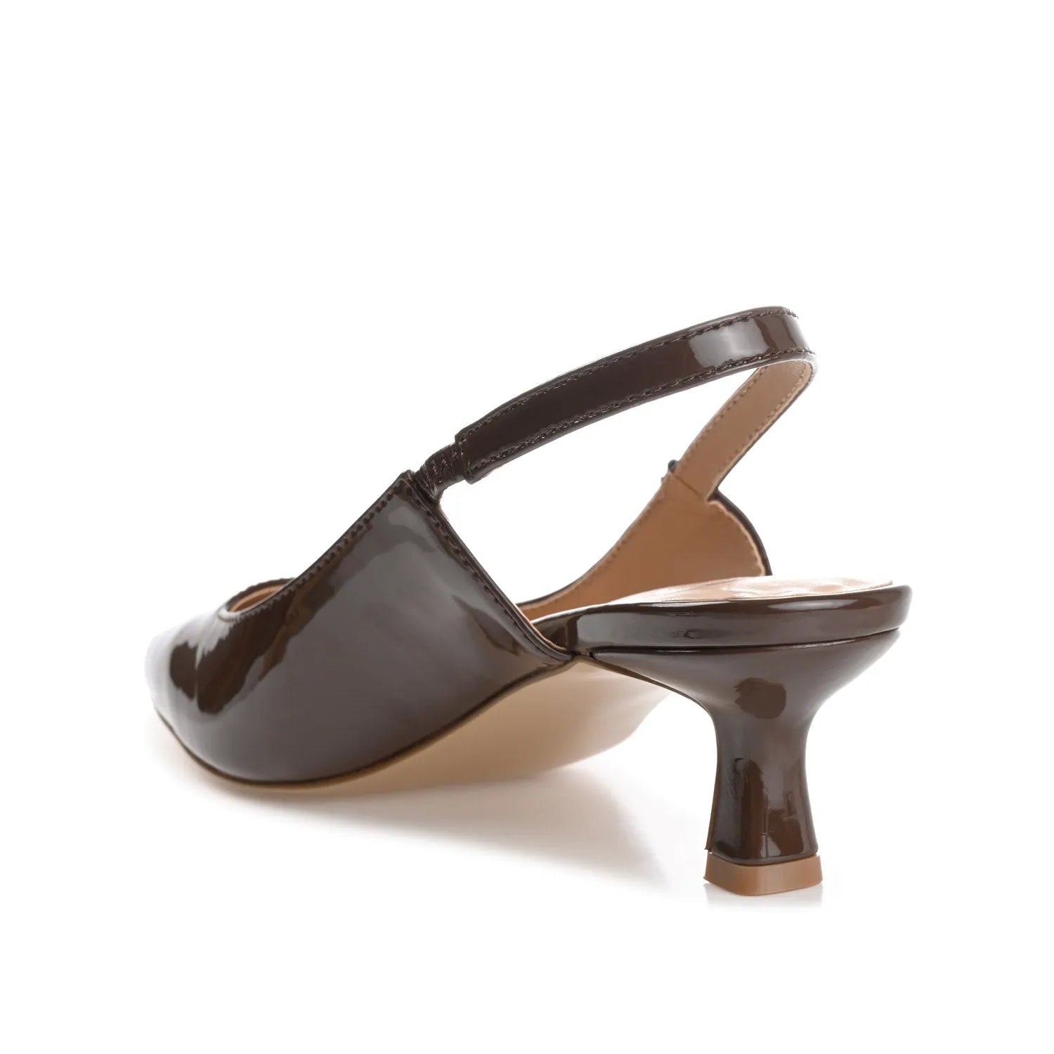 Paulina Statement Kitten Heels in Wide - Patent Brown