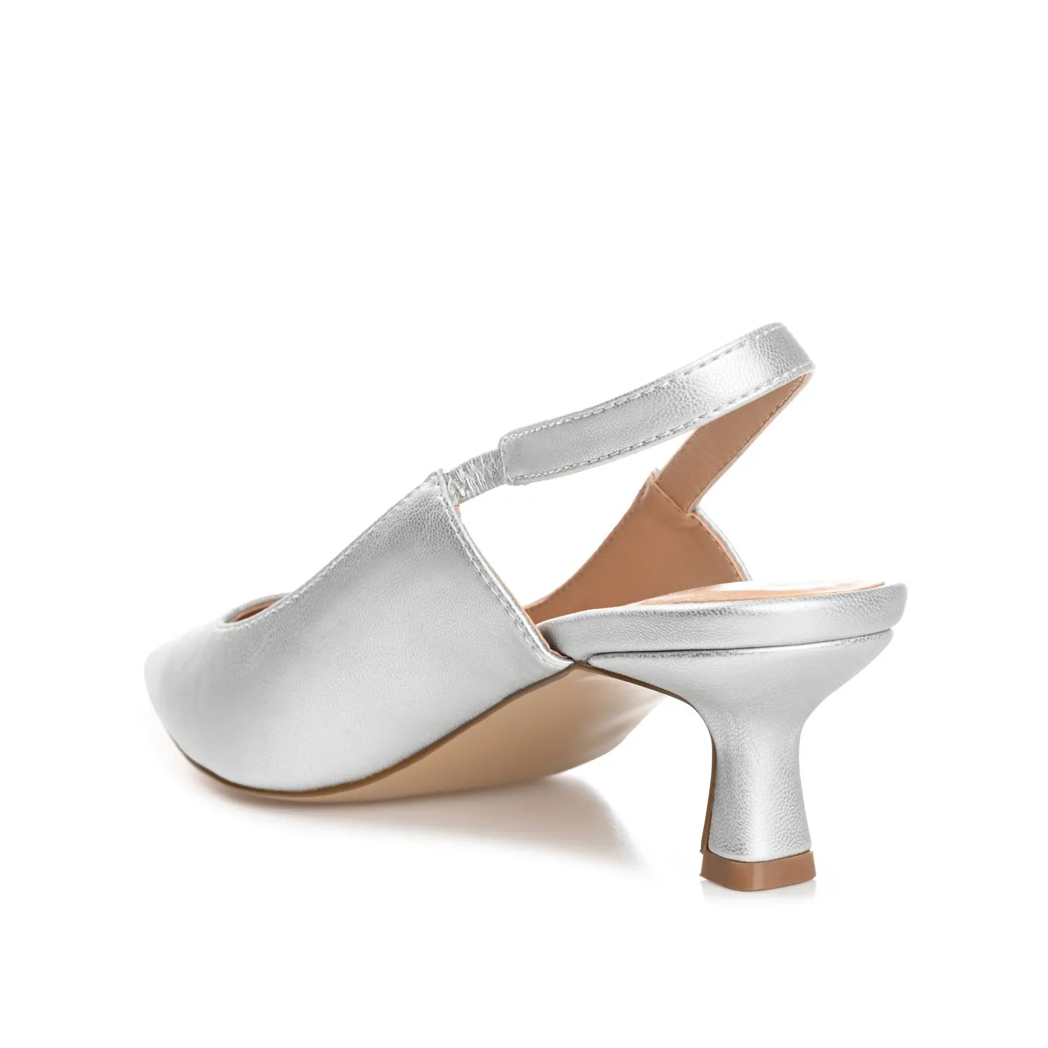 Paulina Slingback Kitten Heels in Patent Silver