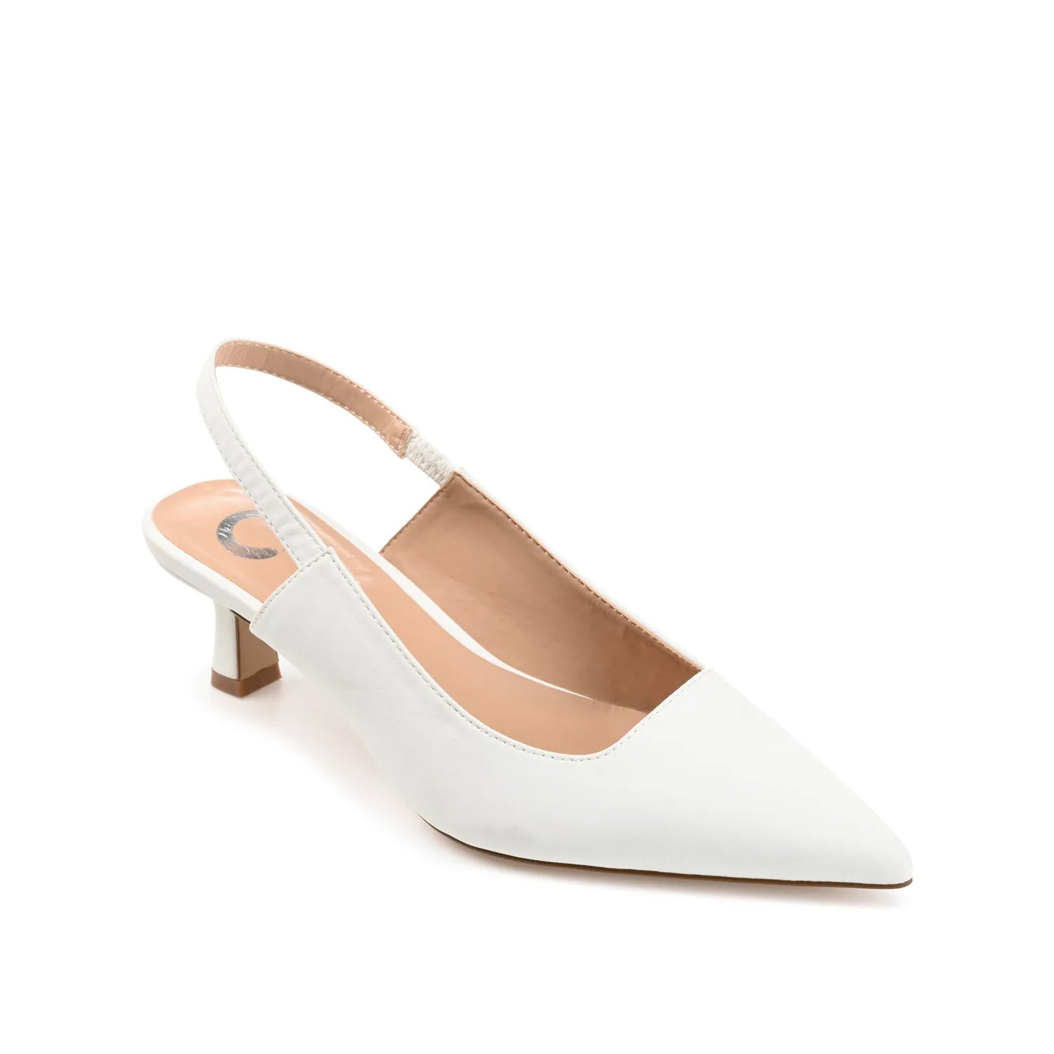 Paulina Slingback Kitten Heels in Patent White