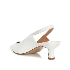 Paulina Slingback Kitten Heels in Patent White