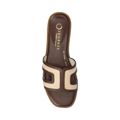 PRIMAH Flat Sandals in Chocolate Raffia