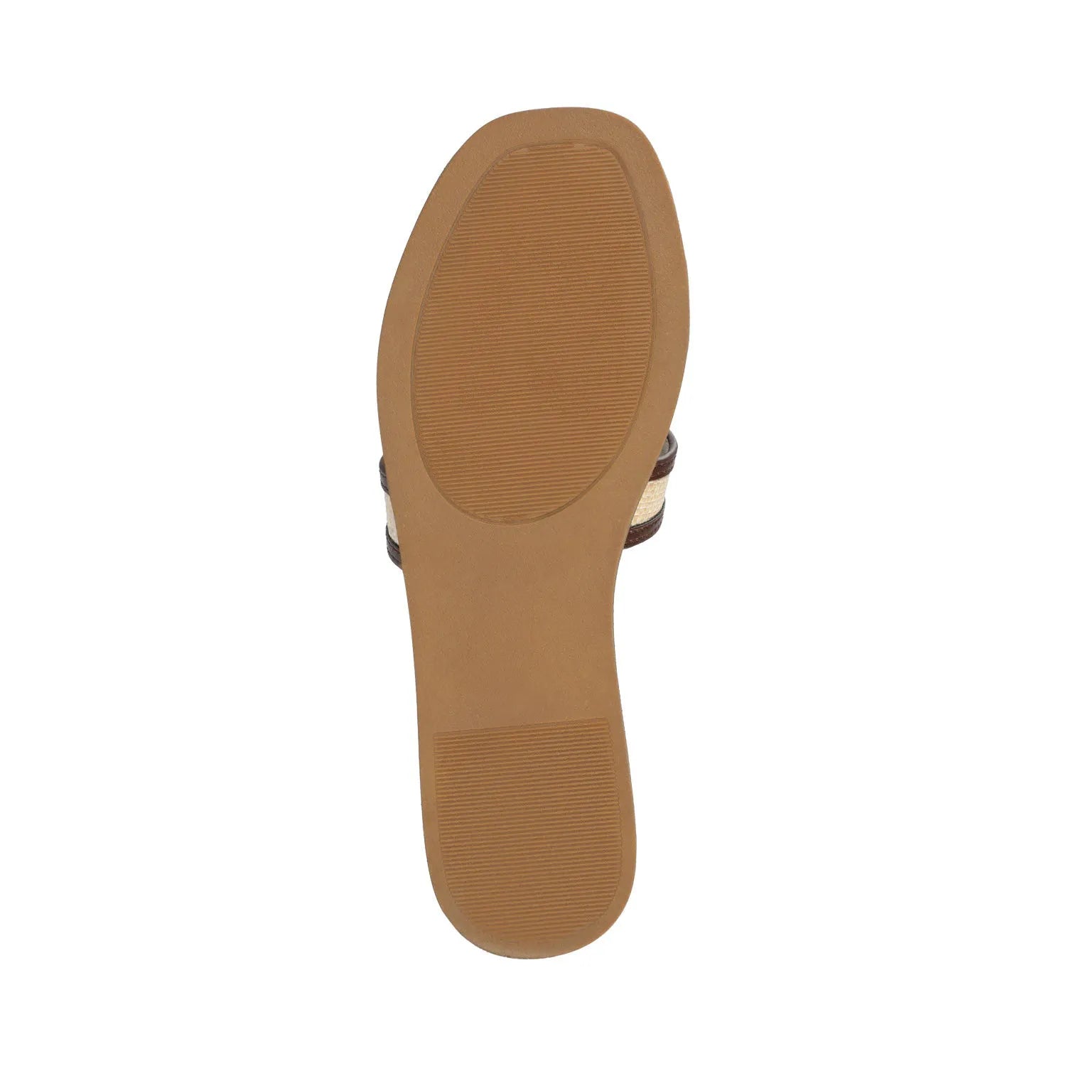 PRIMAH Wide Flat Sandals in Chocolate Raffia