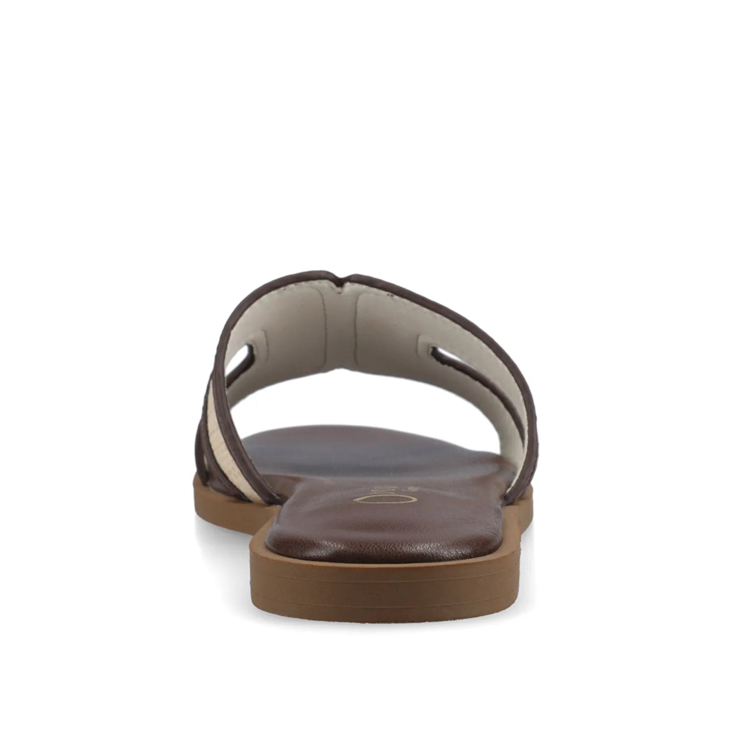 PRIMAH Wide Flat Sandals in Chocolate Raffia