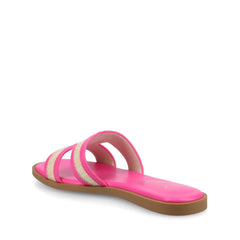 PRIMAH Flat Sandals in Fuchsia Raffia