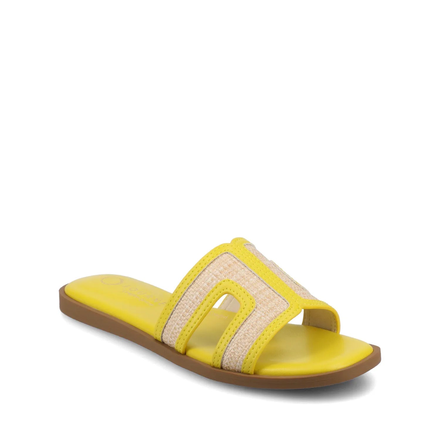 PRIMAH Flat Sandals in Mango Raffia