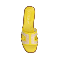 PRIMAH Flat Sandals in Mango Raffia