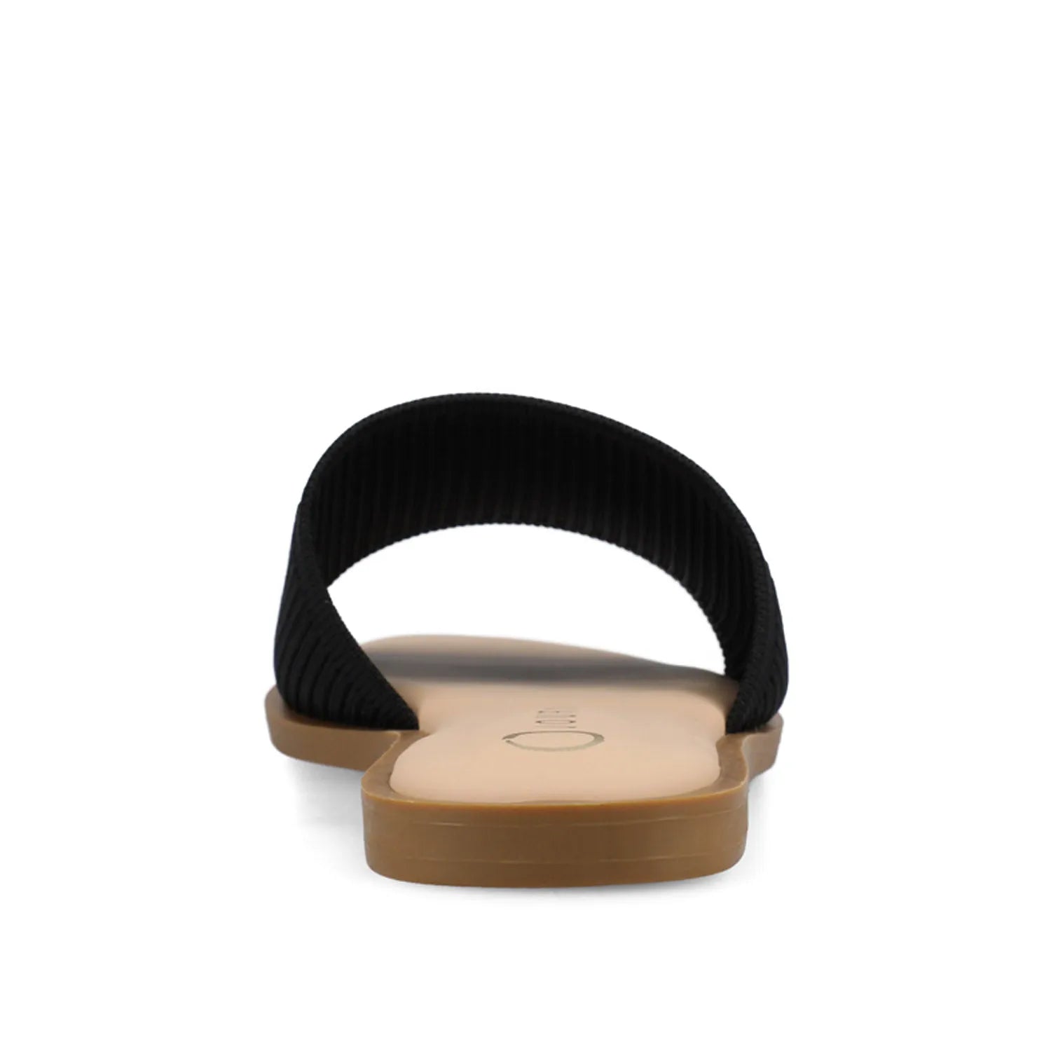 Prisilla Wide Slide Sandals in Black Knit Fabric