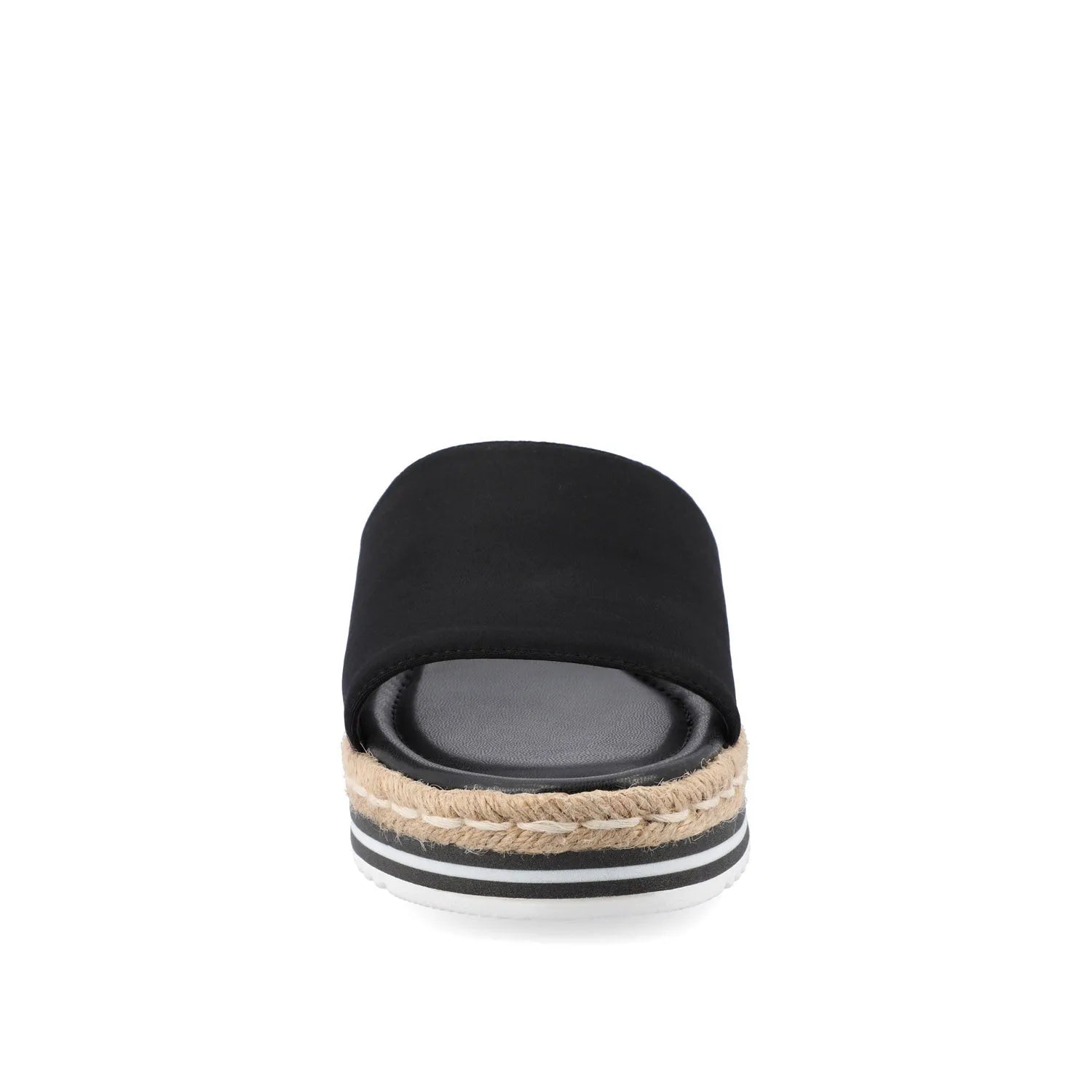ROSEY Espadrille Wedge Heel Sandals in Wide - Black Fabric