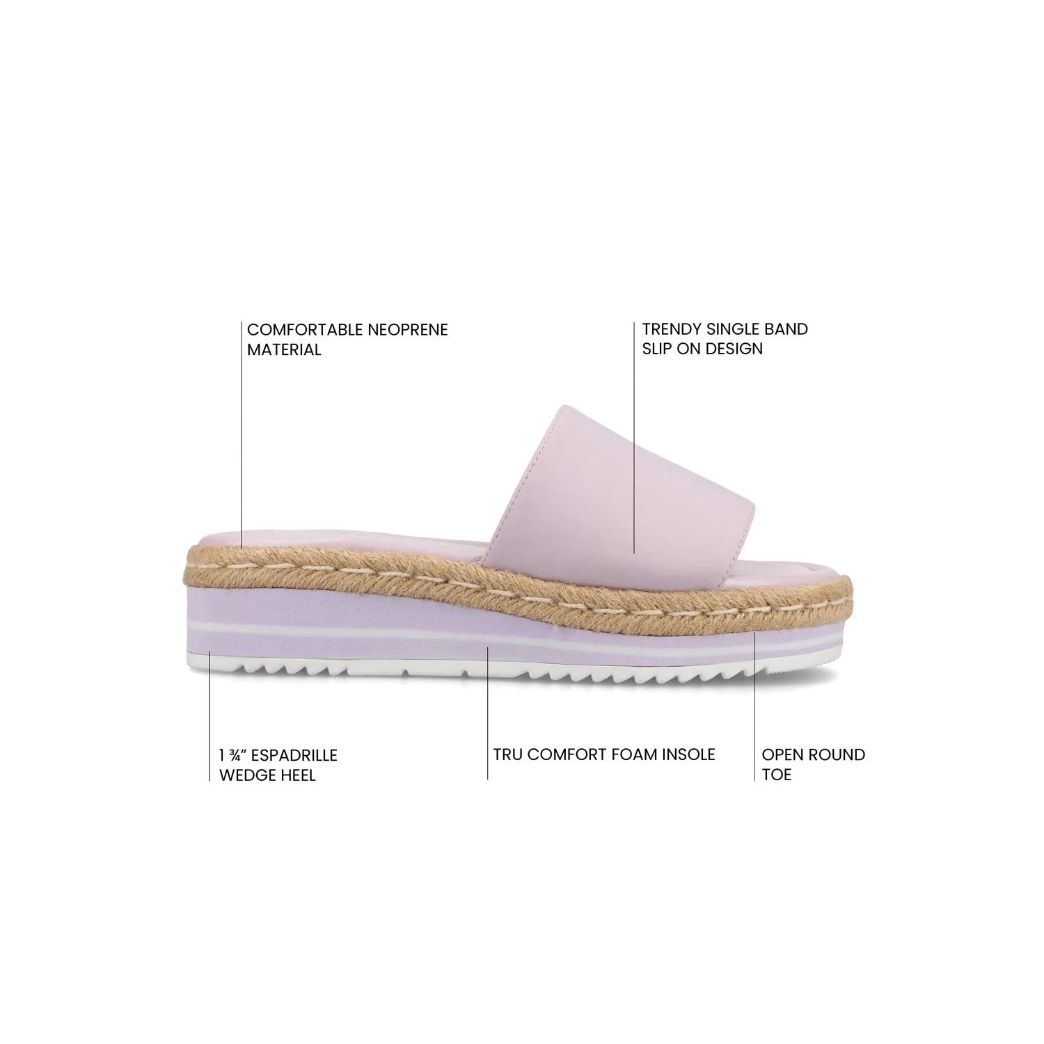 ROSEY Espadrille Wedge Heel Sandals in Statement Wide - Lilac