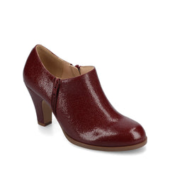 SANZI Zip-Up Booties in Faux Suede - Oxblood Lizard