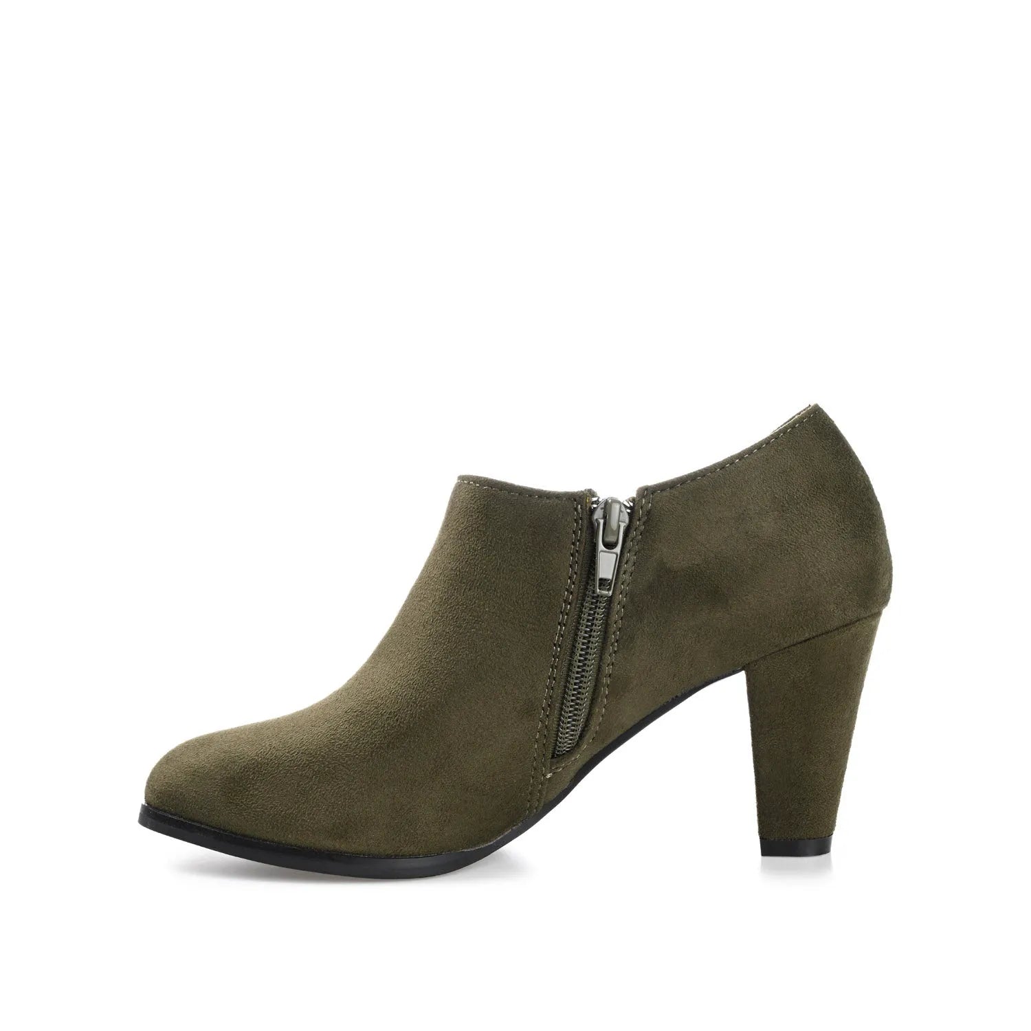 SANZI ZIP-UP BOOTIES IN FAUX SUEDE - Olive